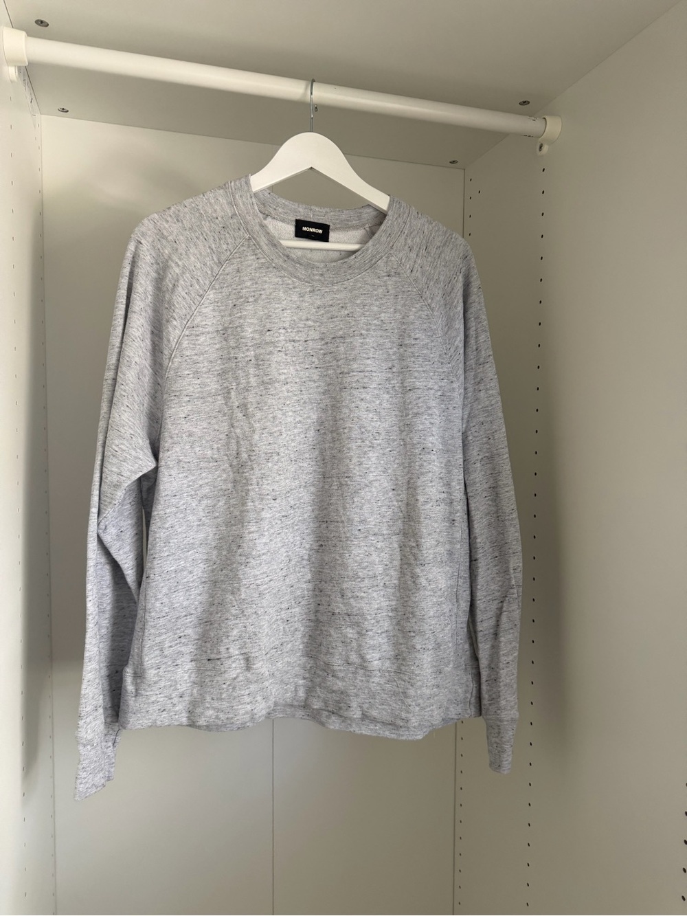 MONROW Men’s Raglan Sweatshirt Heather Grey Speckled Size L MT0063